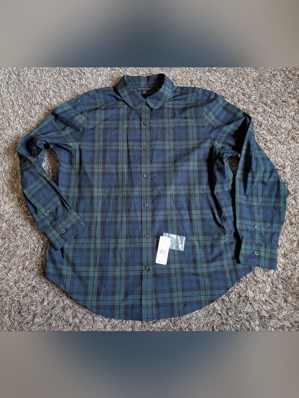 NWT Brooks Brothers Green/Blue Tartan Cotton Long Sleeve Dress Shirt Men's 16